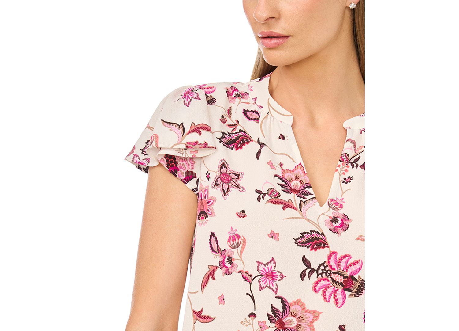 Women's Flutter-Sleeve V-Neck Top