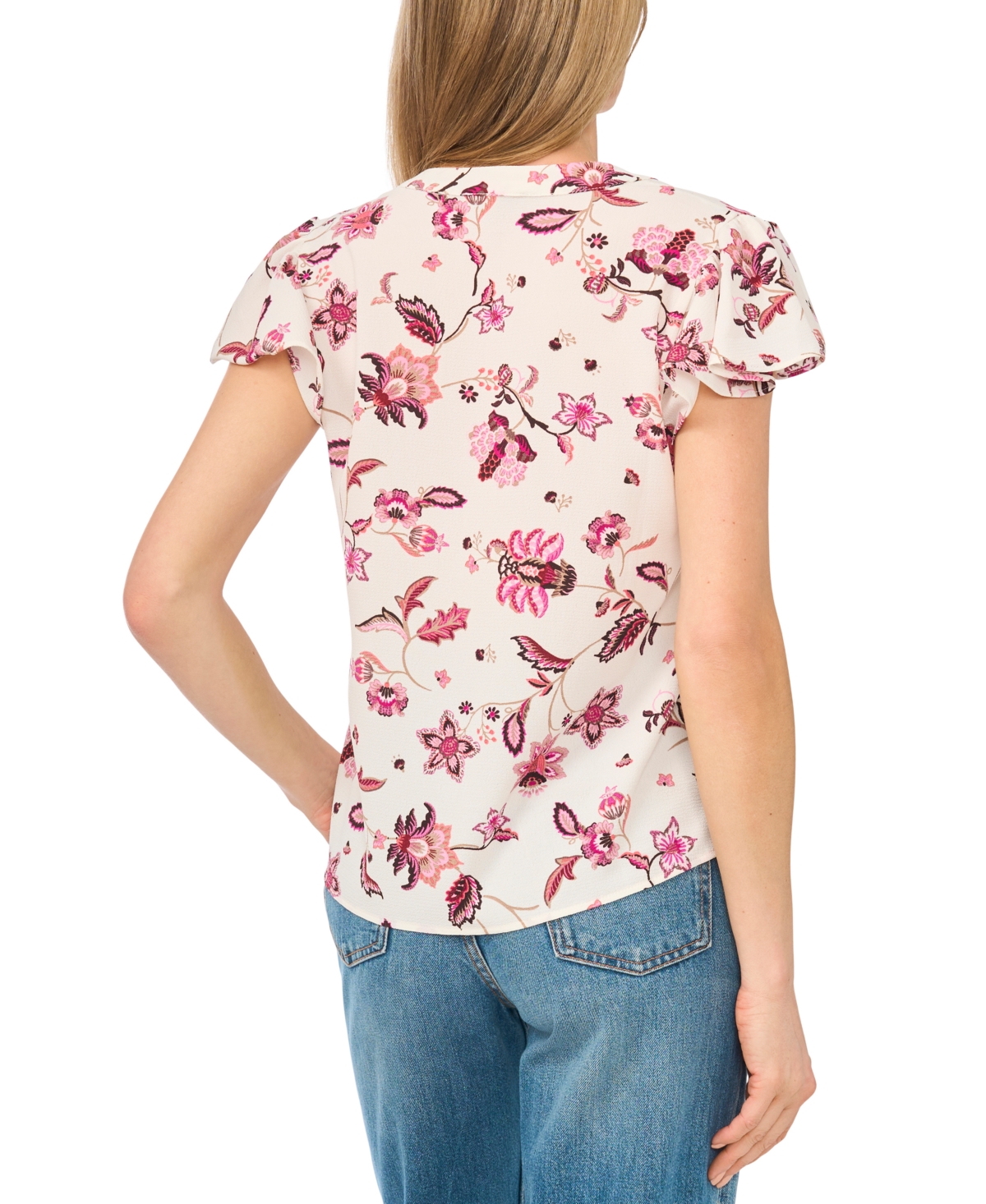 CeCe Women's Flutter-Sleeve V-Neck Top