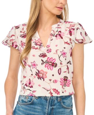Women's Flutter-Sleeve V-Neck Top