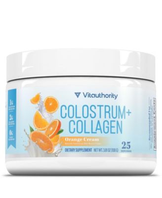 Colostrum Collagen Powder, Hydrolyzed Peptide, HydroPeach, Gut Health, Skin and Immune Support, Orange Cream Flavored, 25 Servings