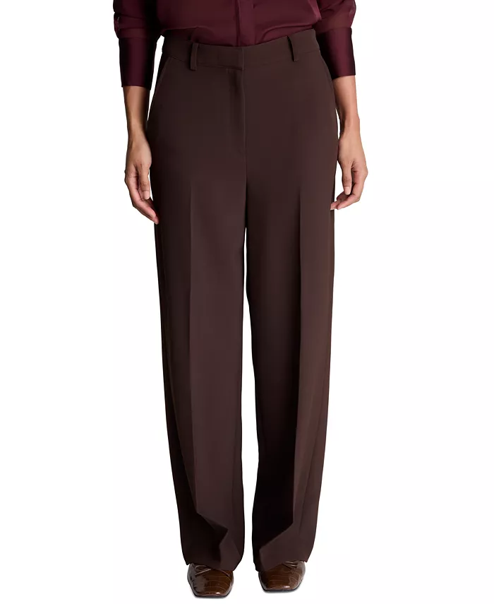Women's Fly Front High Rise Slash Pocket Wide Leg