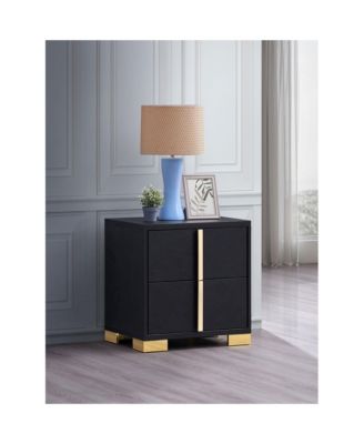 2-Drawer Nightstand with Gold Accents