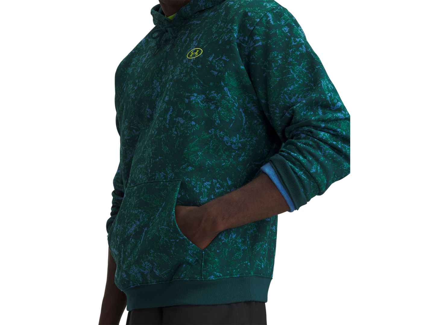 Мужское худи Under Armour Rival Fleece Printed, цвет: Зелёный — фото 2