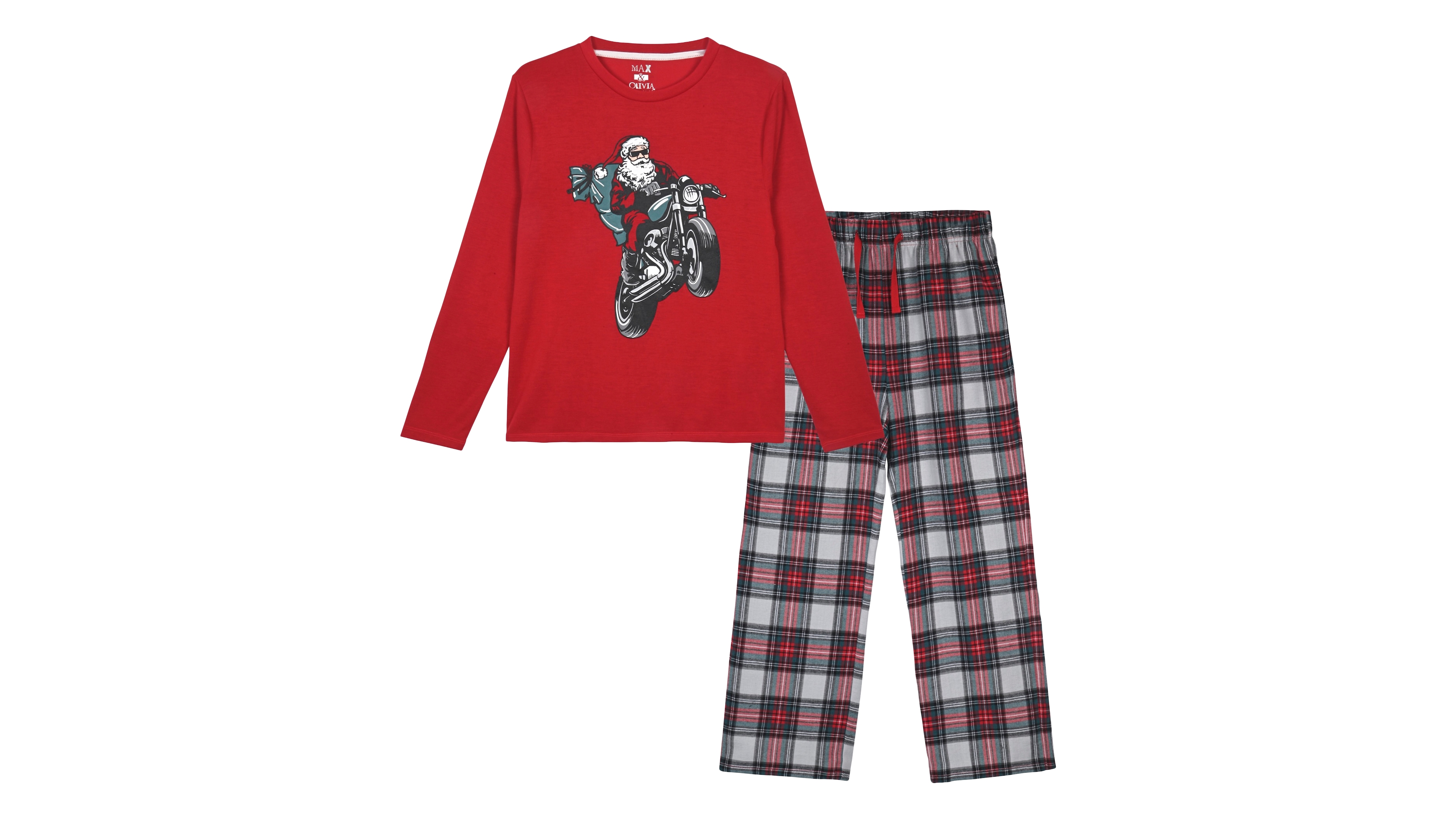 Max & Olivia Boys' 6-14 Santa Print Pajamas, 2-Piece Set