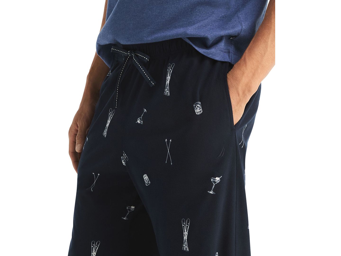 Пижамные брюки Relaxed-Fit для мужчин, флис — Nautica, цвет: Тёмно-синий — фото 3
