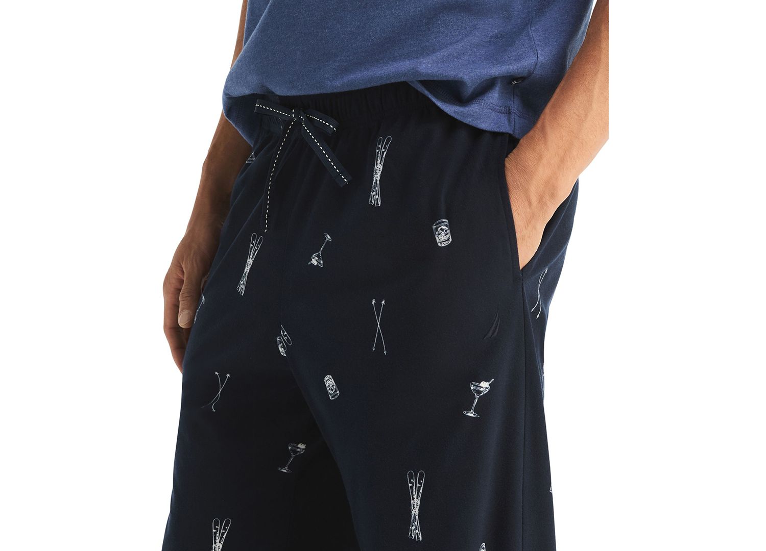 Men's Cozy Open Bottom Fleece Printed Relaxed-Fit Pajama Pants