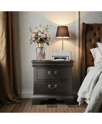 Classic 2-Drawer Wooden Nightstand