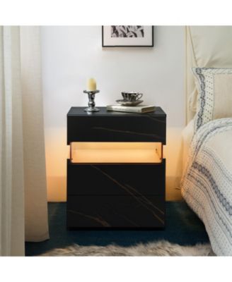 3-Drawer LED Nightstand with Acrylic Panel