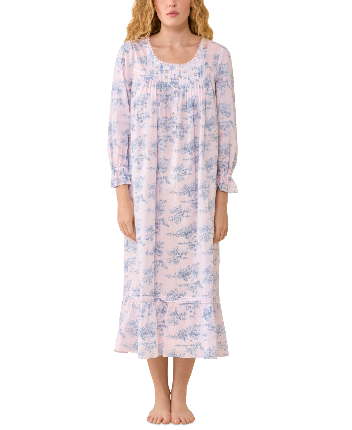 Eileen West Women's Long-sleeve Scoop Neck Ankle-length Ballet Nightgown In Pink