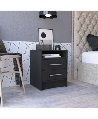 Nightstand with 2 Drawers and Open Shelf