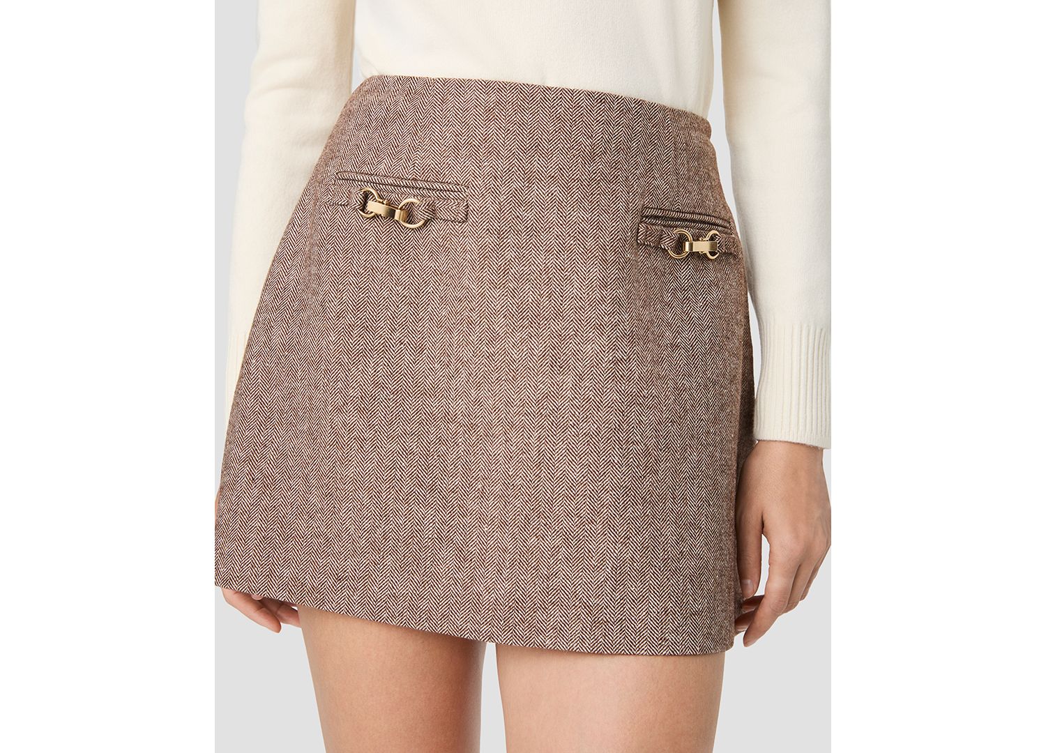 Women's Naya Herringbone A-Line Mini Skirt