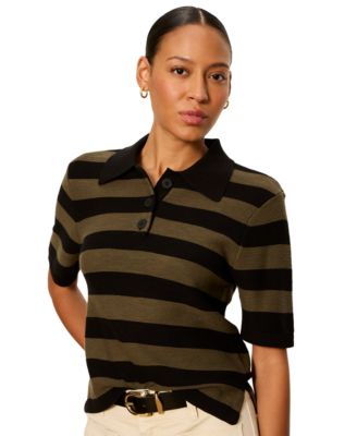 Women's For Keeps Short-Sleeve Striped Polo Sweater