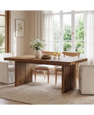 63" Solid Wood Dining Table for 6, Farmhouse Kitchen Table | 100% Solid Wood, Heavy-Duty Legs, For Dining Room and Kitchen