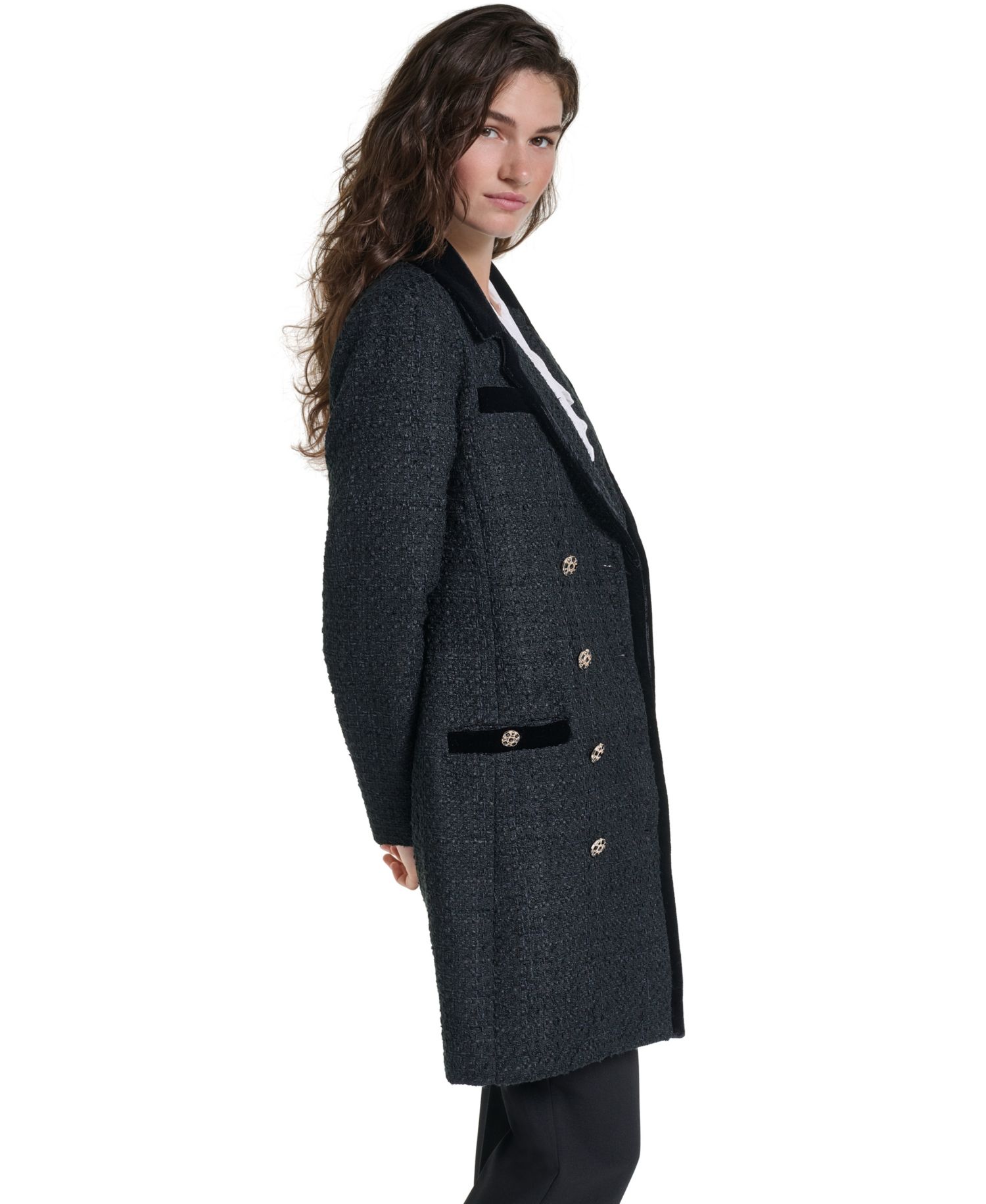 Women's Double-Breasted Tweed Texture Jacket