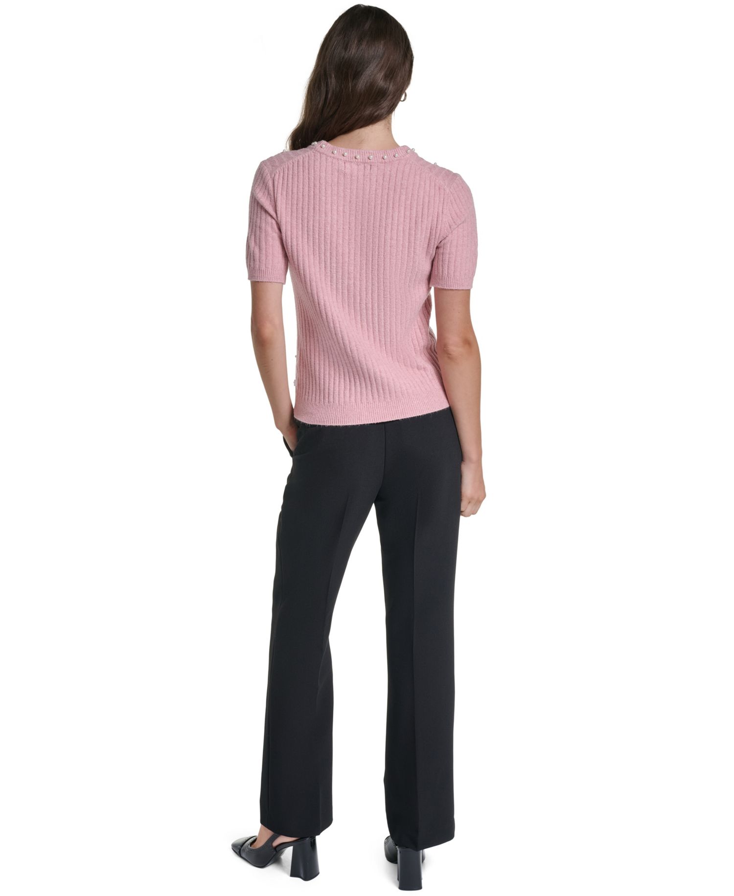 PetiteCable-Knit Crewneck Short-Sleeve Sweater