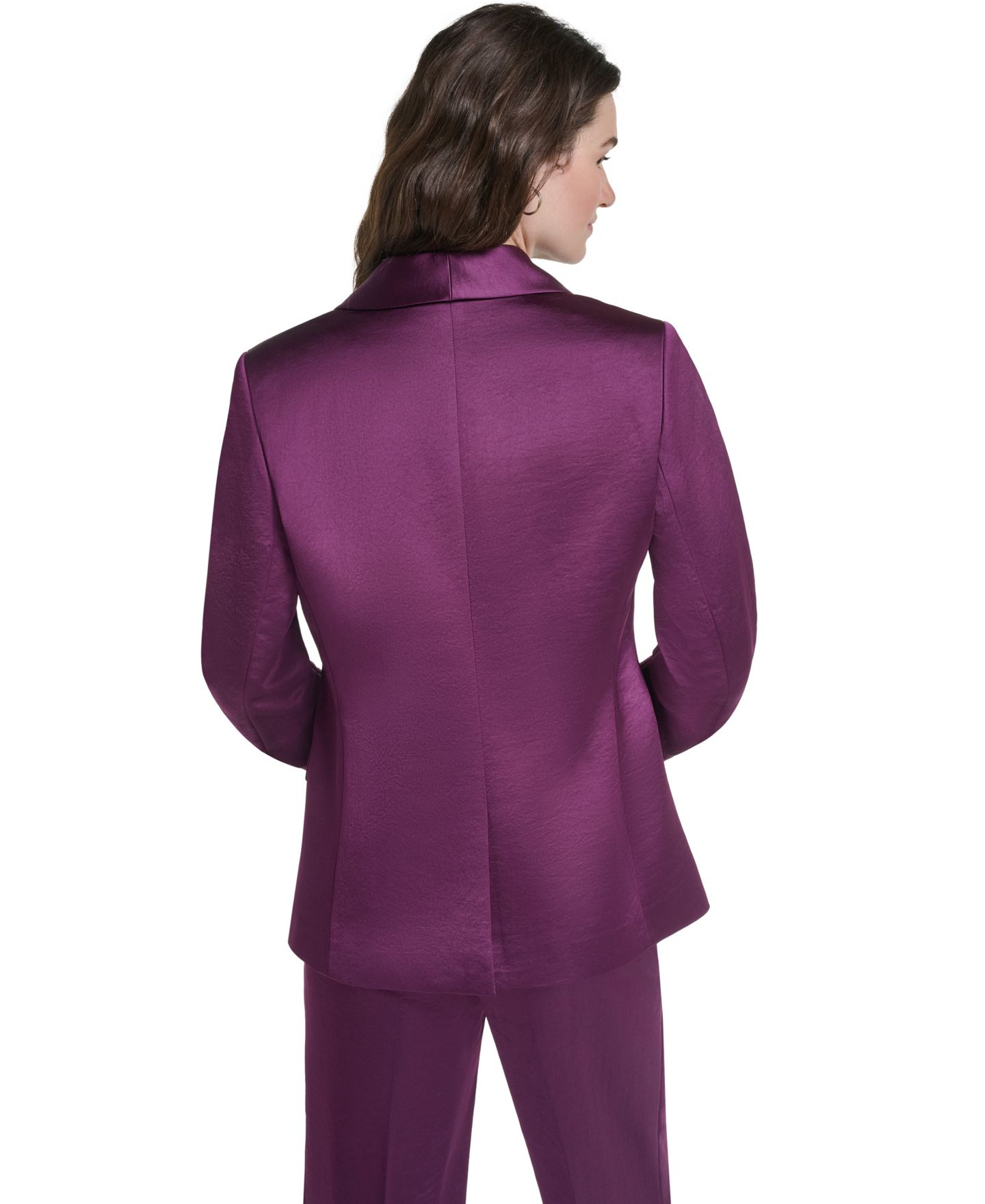 Женский пиджак KARL LAGERFELD PARIS Ruched 3/4-Sleeve Shawl Collar Blazer, цвет: Вишнёвый — фото 4