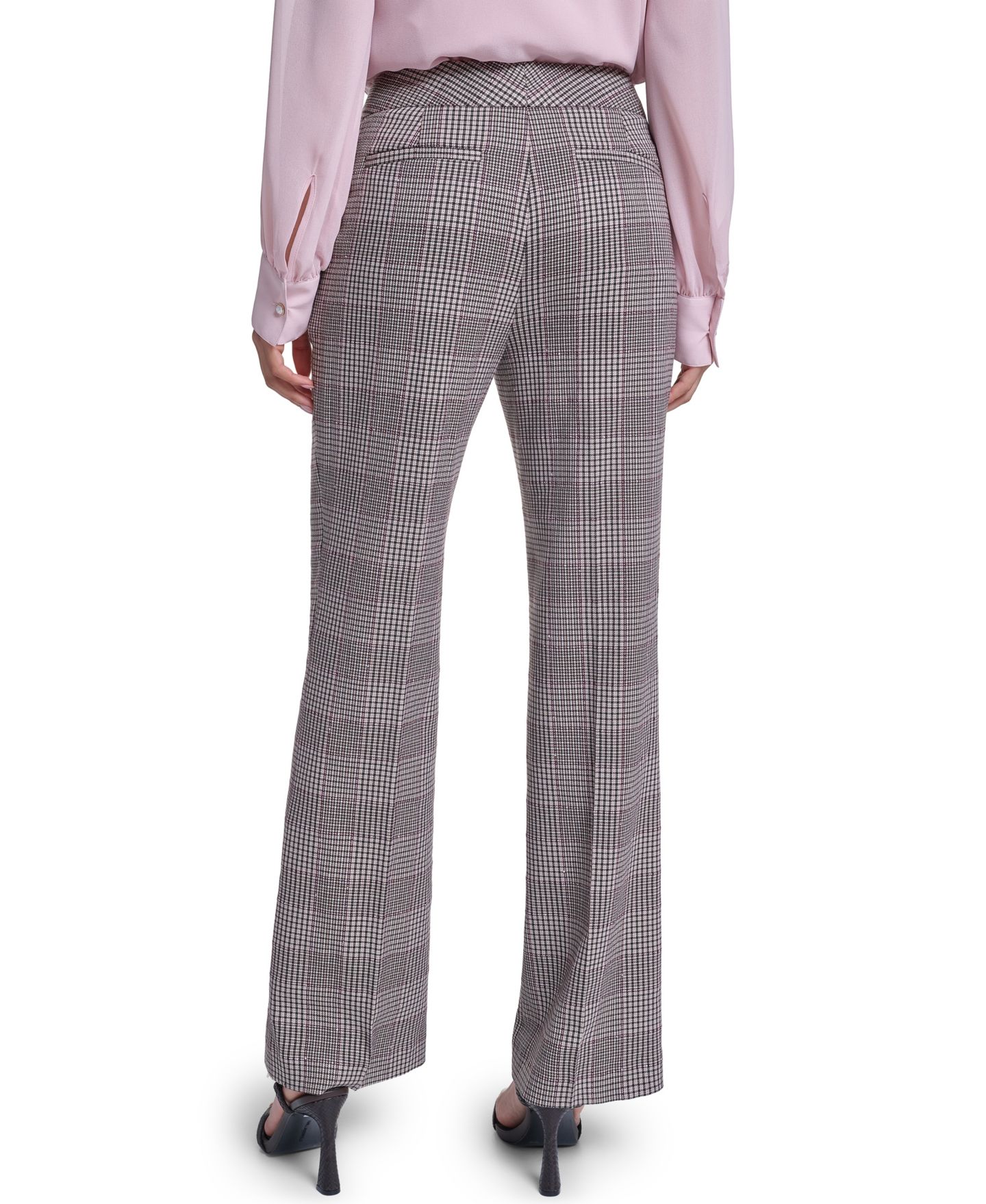 Женские брюки KARL LAGERFELD PARIS Plaid Wide-Leg Mid-Rise Dress Pants, цвет: Глиняный разноцветный — фото 4