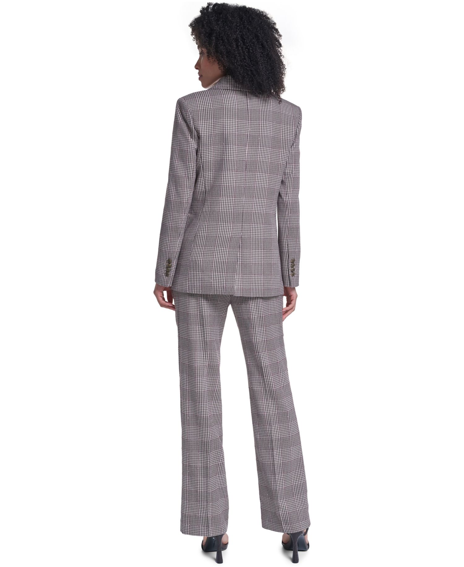 Women's Plaid Wide-Leg Mid-Rise Dress Pants