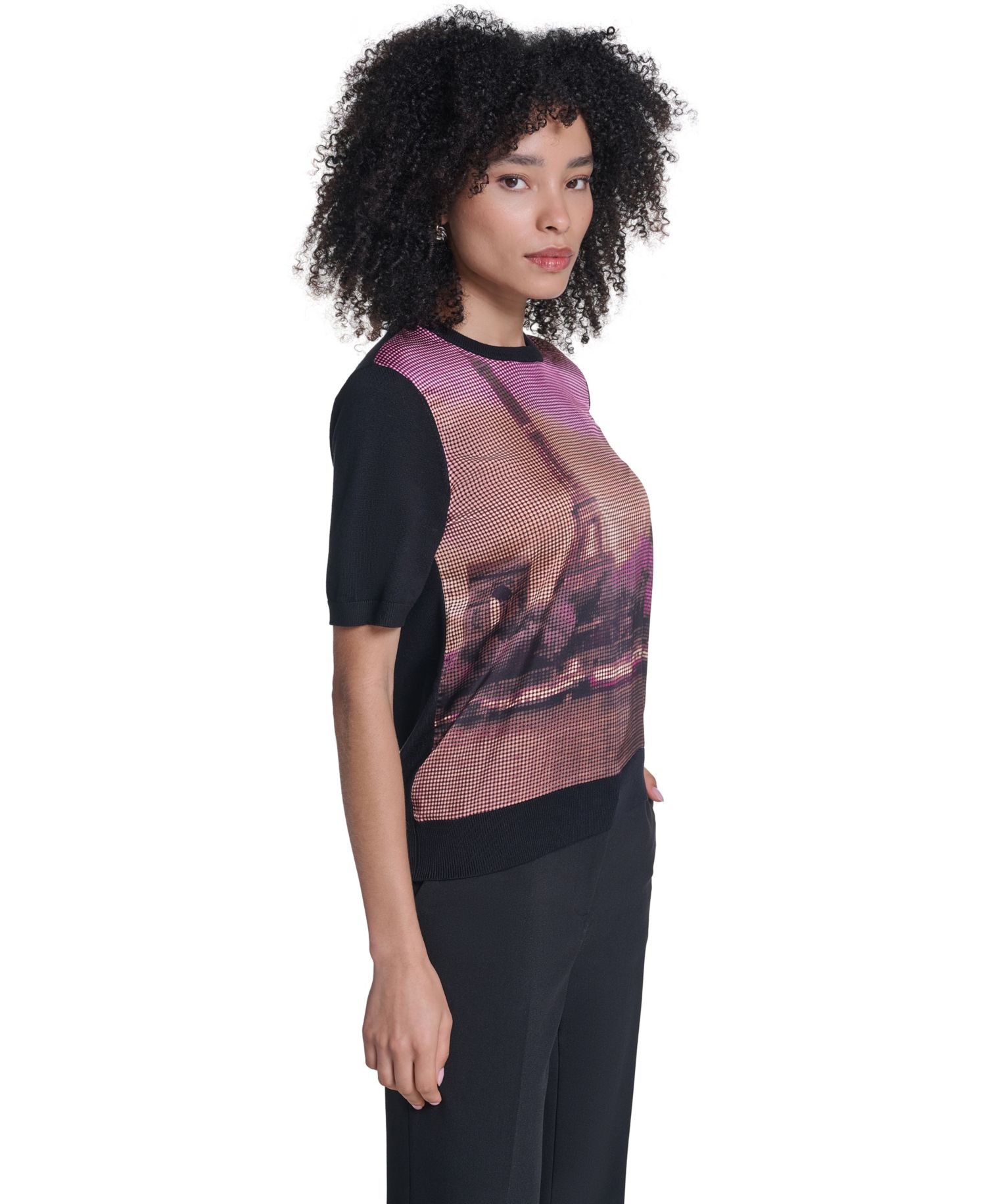 Women's Graphic-Print Short-Sleeve Sweater