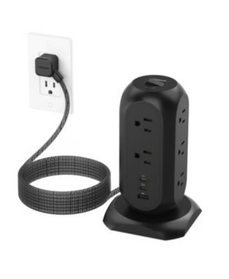 14-in-1 Tower Power Strip, 11 AC Outlets + 3 USB Ports, 20W USB-C for Phones, Tablets & Computers