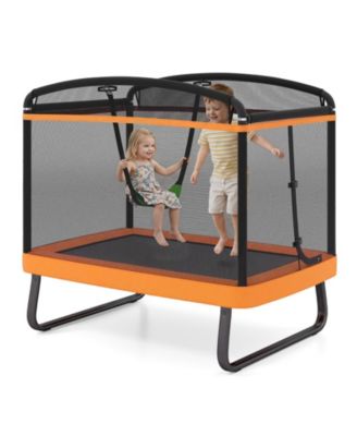 6 Feet Kids Trampoline with Swing Safety Enclosure Net Gift for Boys Girls Age 3 Plus