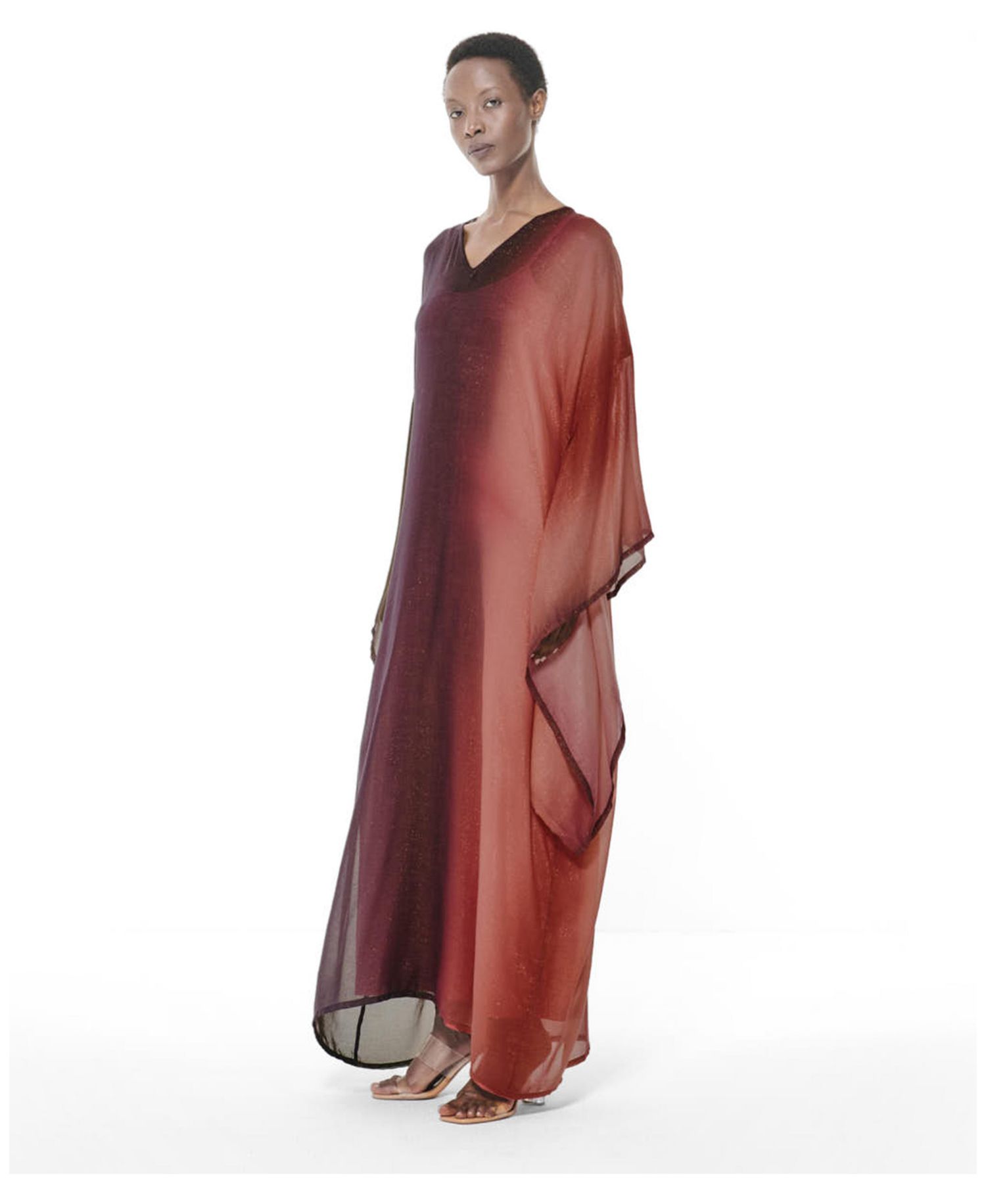 Women's Kimono Kaftan Loose-Fit V-Neck Gradient-Print Dress