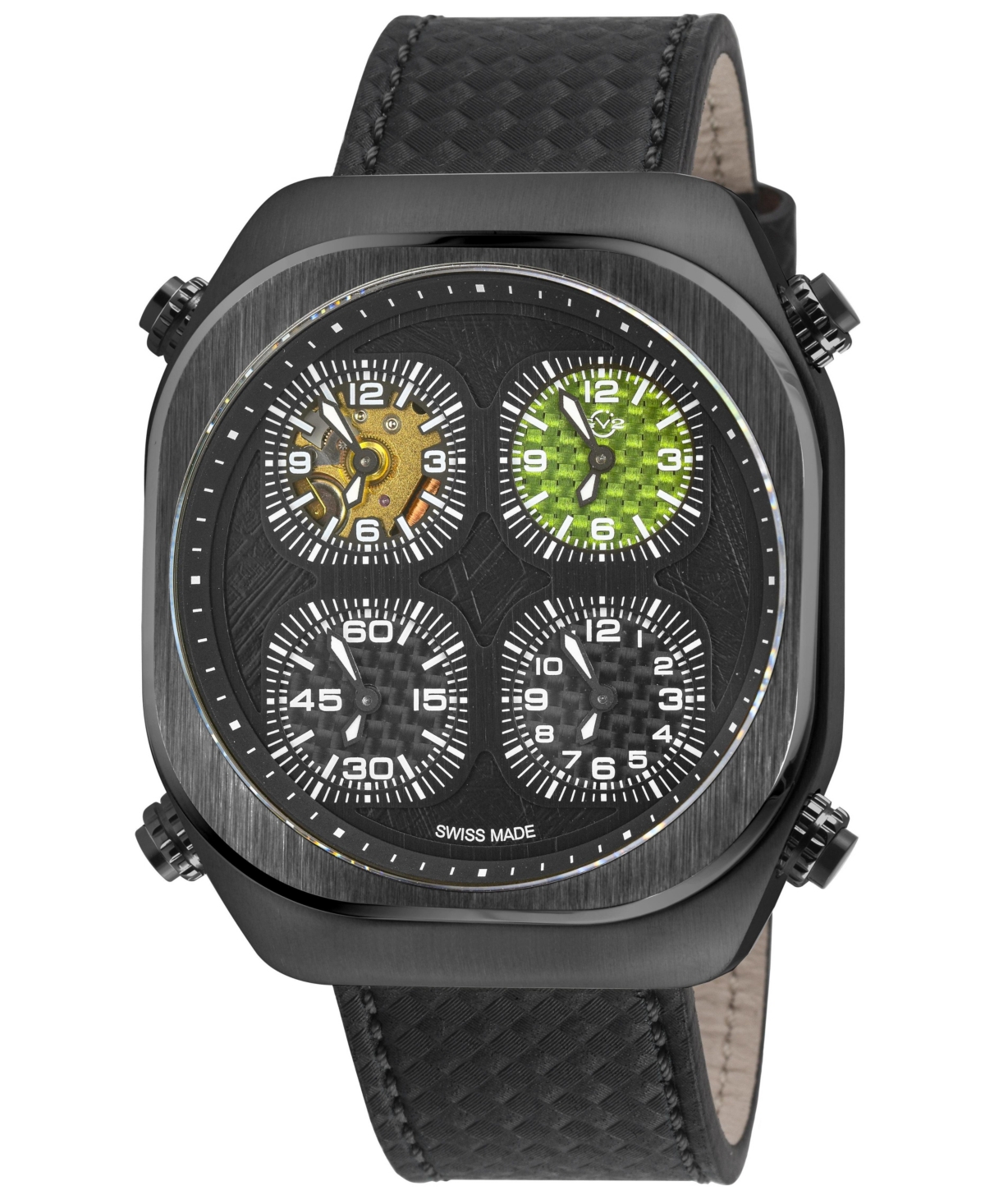 GV2 by Gevril Men's Swiss Made Quattro Swiss Quartz Italian Leather Strap Watch