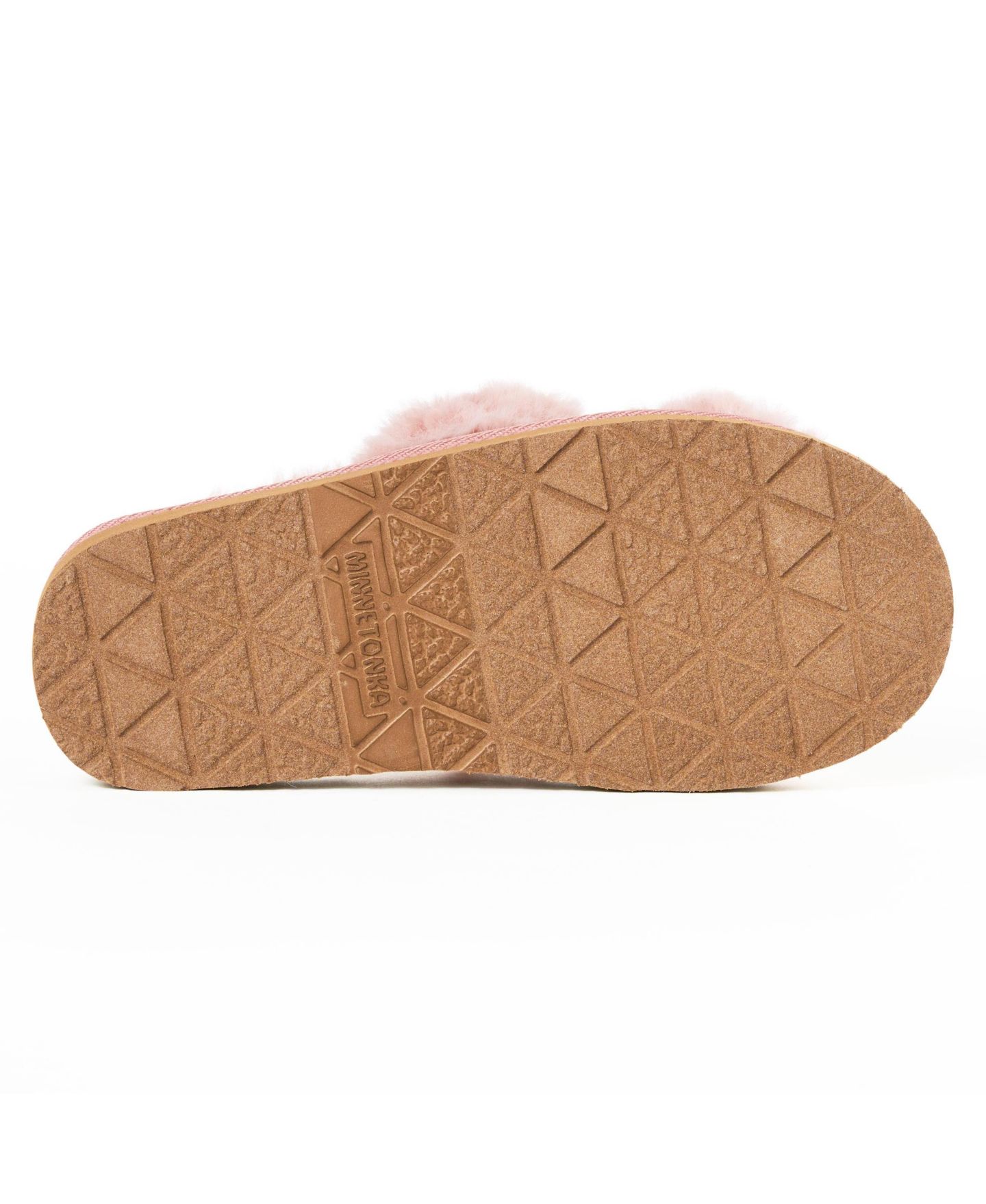 Женские тапочки Minnetonka Teddy Two Band Faux Fur Slippers, цвет: Пудровый — фото 7