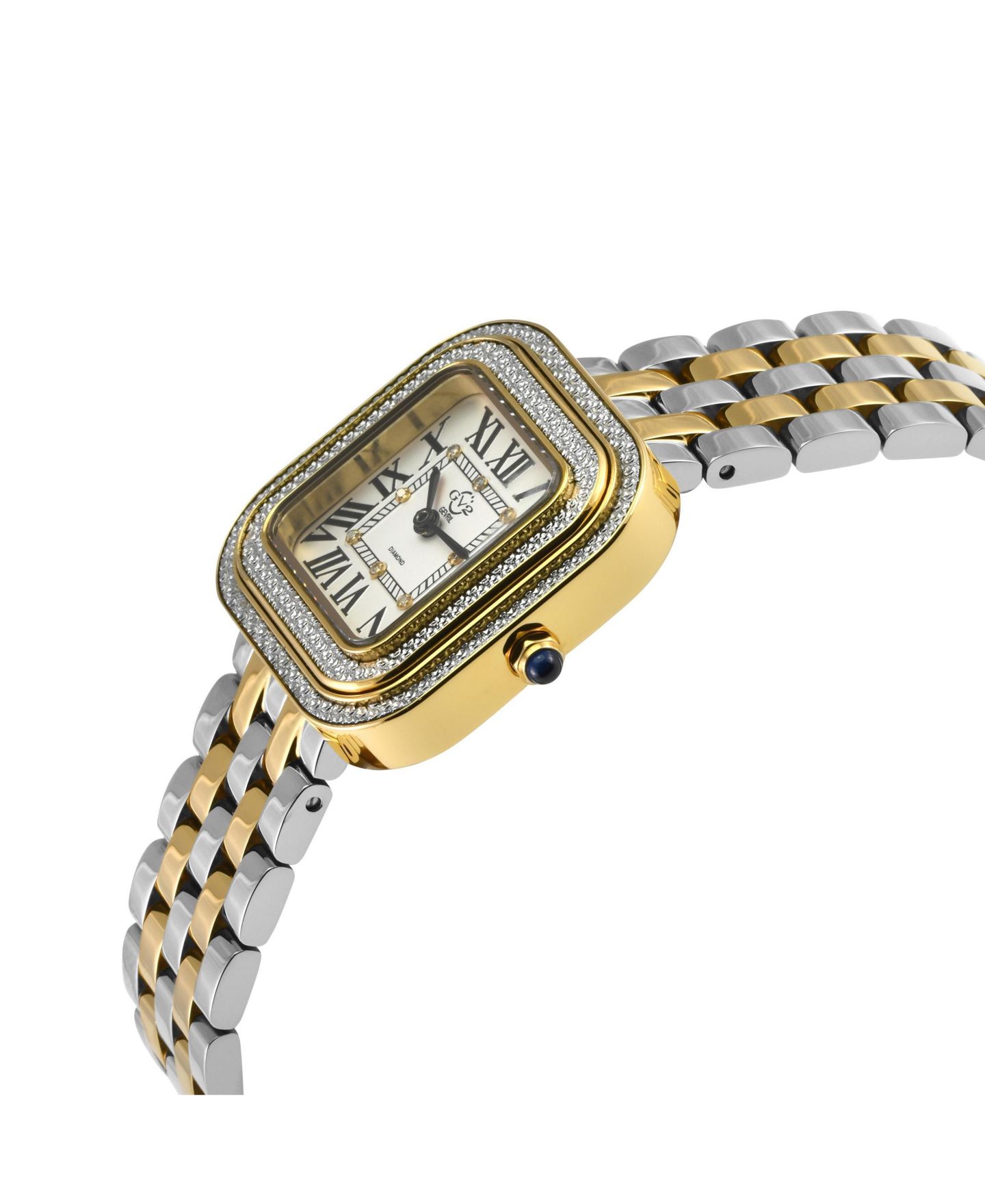 Женские часы GV2 by Gevril Bellagio Swiss Quartz Two toned SS Ipyg Stainless Steel Bracelet Diamond Watch, цвет: Золотой — фото 3