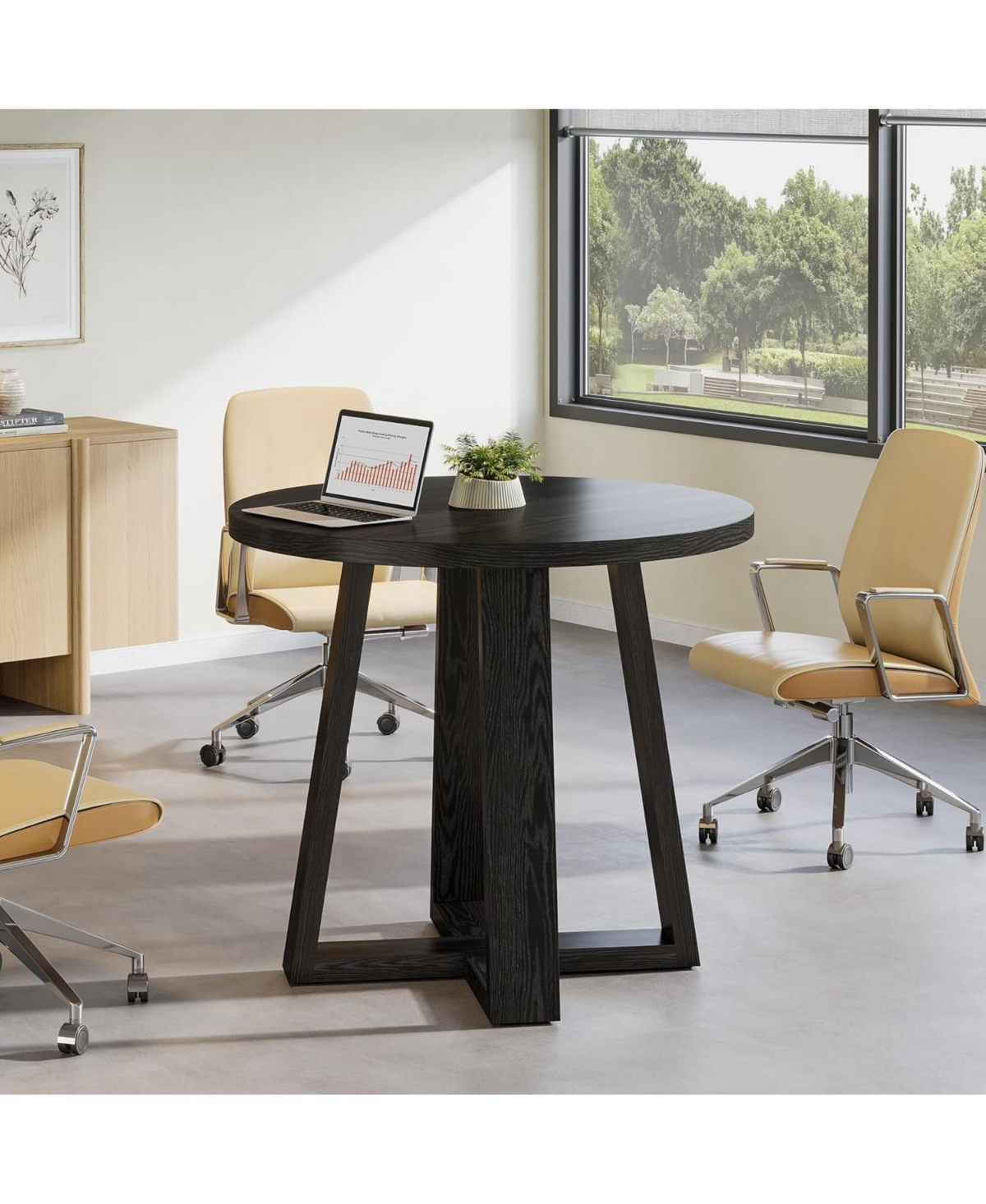 Tribesigns 31.5" Round Conference Table for 2-4