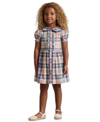 Girls' 2T-6X Plaid Short-Sleeve Shirt Dress