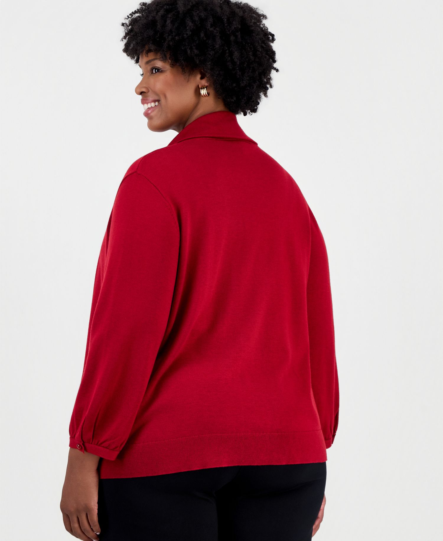 Plus Size Kissing Front Shawl-Collar Lightweight Cardigan