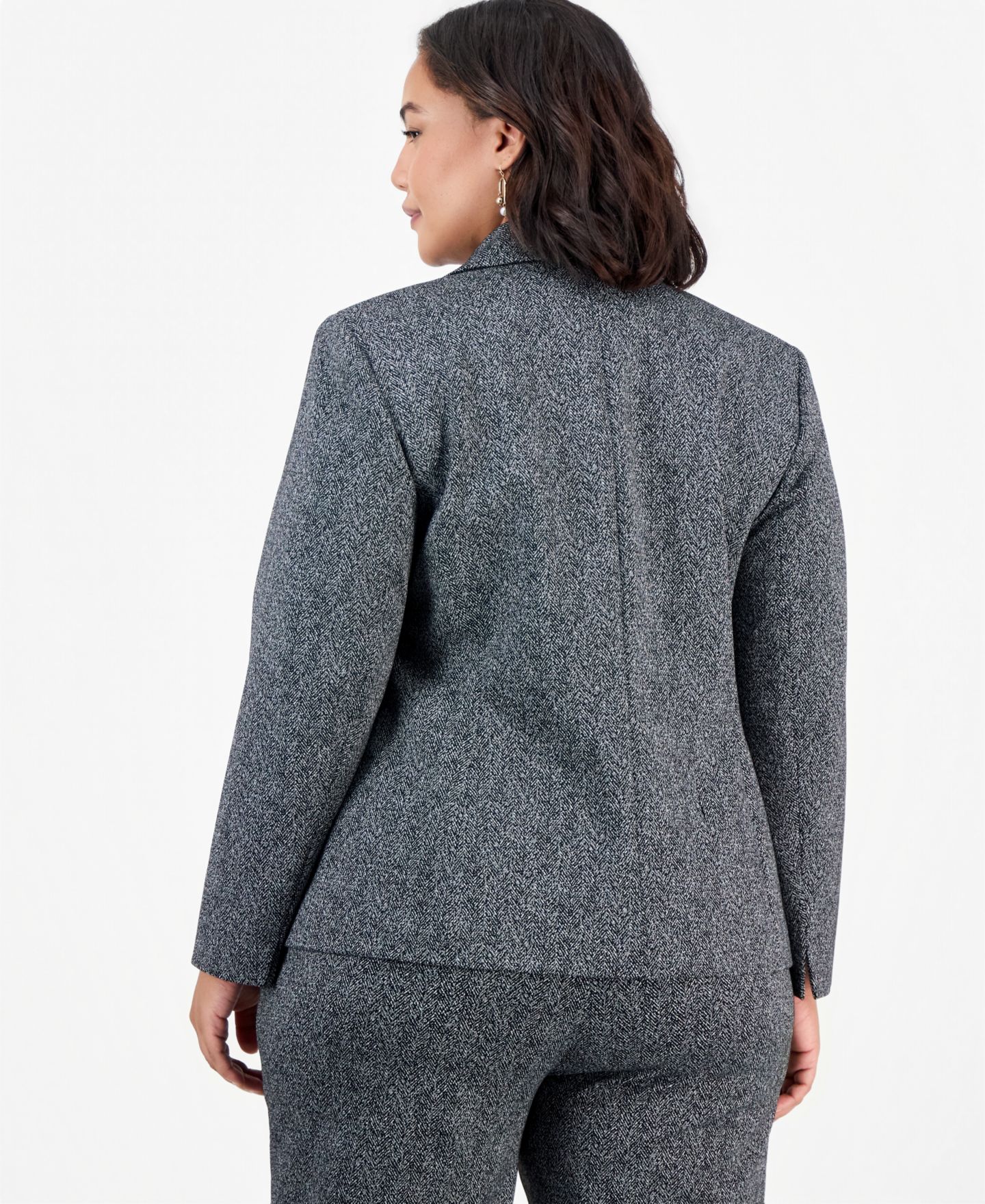 Женский пиджак Kasper Plus Size Notch-Collar Long-Sleeve Geometric Blazer, цвет: Чёрный разноцветный — фото 2