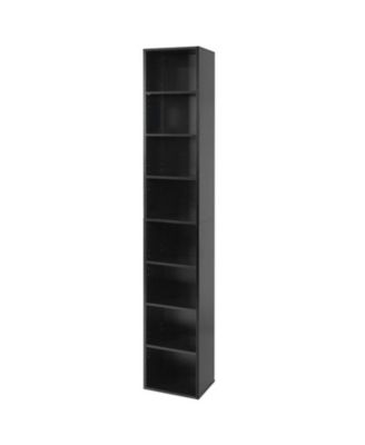 8-Tier Narrow Bookshelf with 4 Adjustable Shelves and Storage Cubes