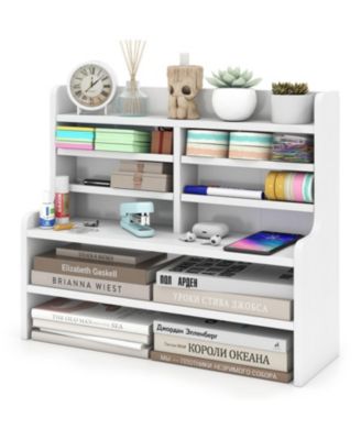 6-Tier Compact Desktop Storage Rack with 4 Removable Shelves Space Saving Organizer for Home Office