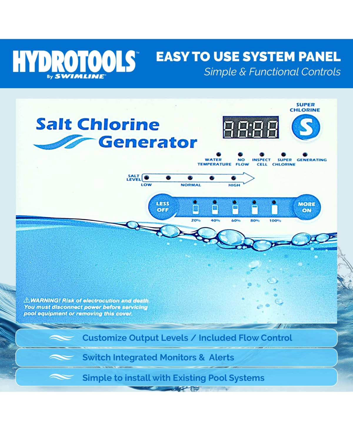 Swimline 87615 Salt Water Chlorine Generator System, 15K Gallon Swimming Pools