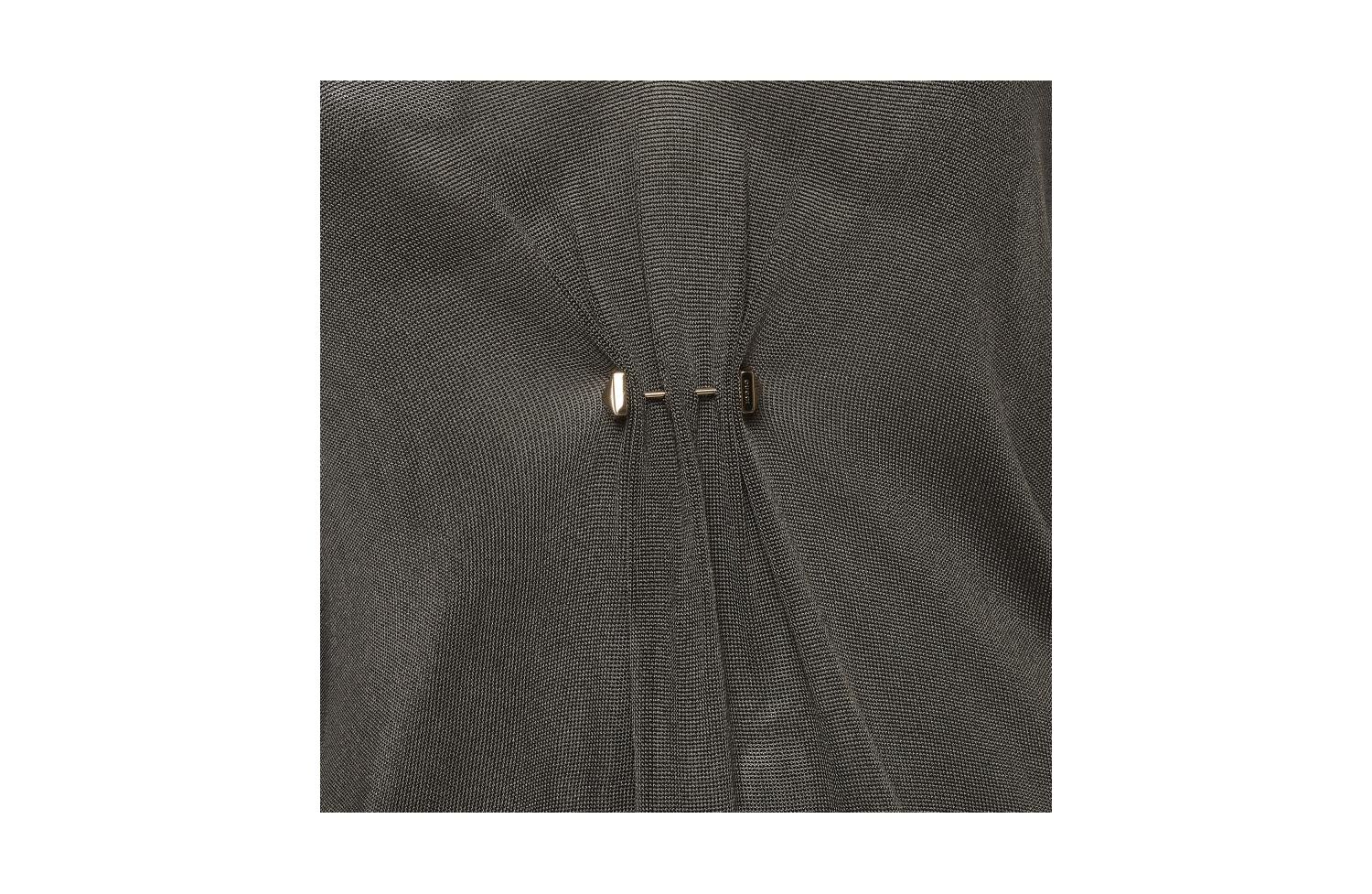 Women's Sheer Knit Brooch Detail V-Neck Top