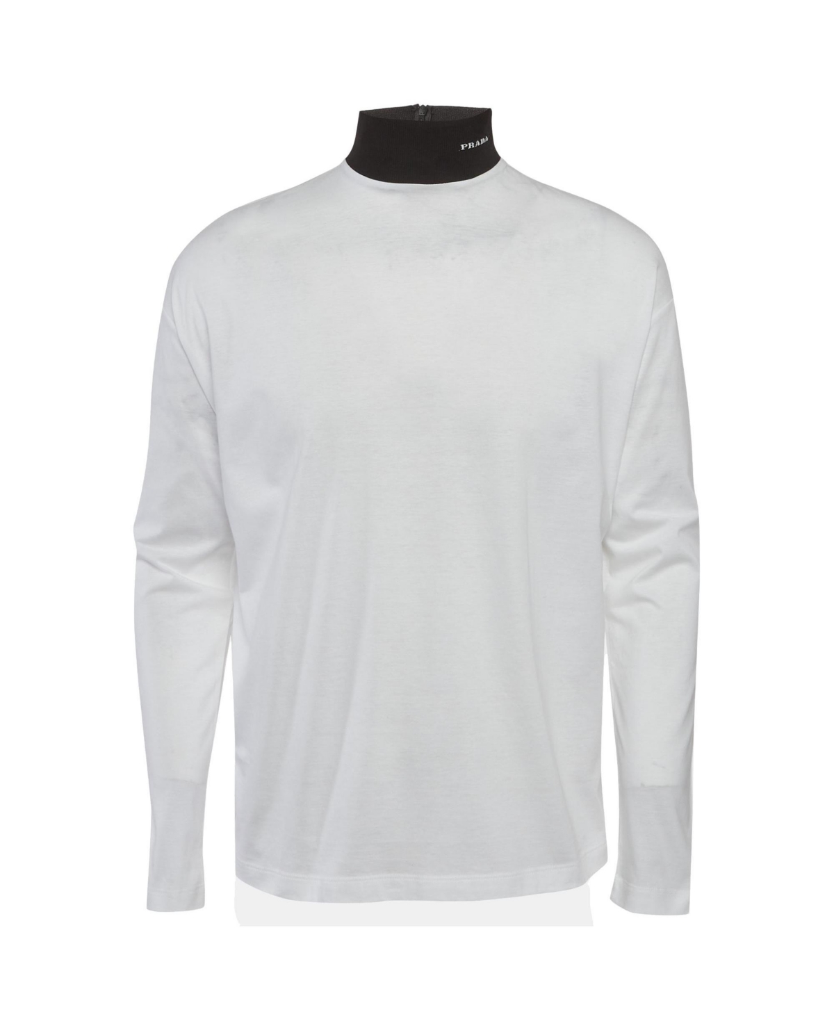 Pre-Owned Prada Women's Jersey Logo Mock Neck Long-Sleeve T-Shirt