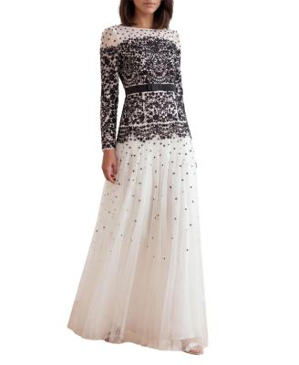 Women's Gilded Long Sleeve Maxi Lace Gown