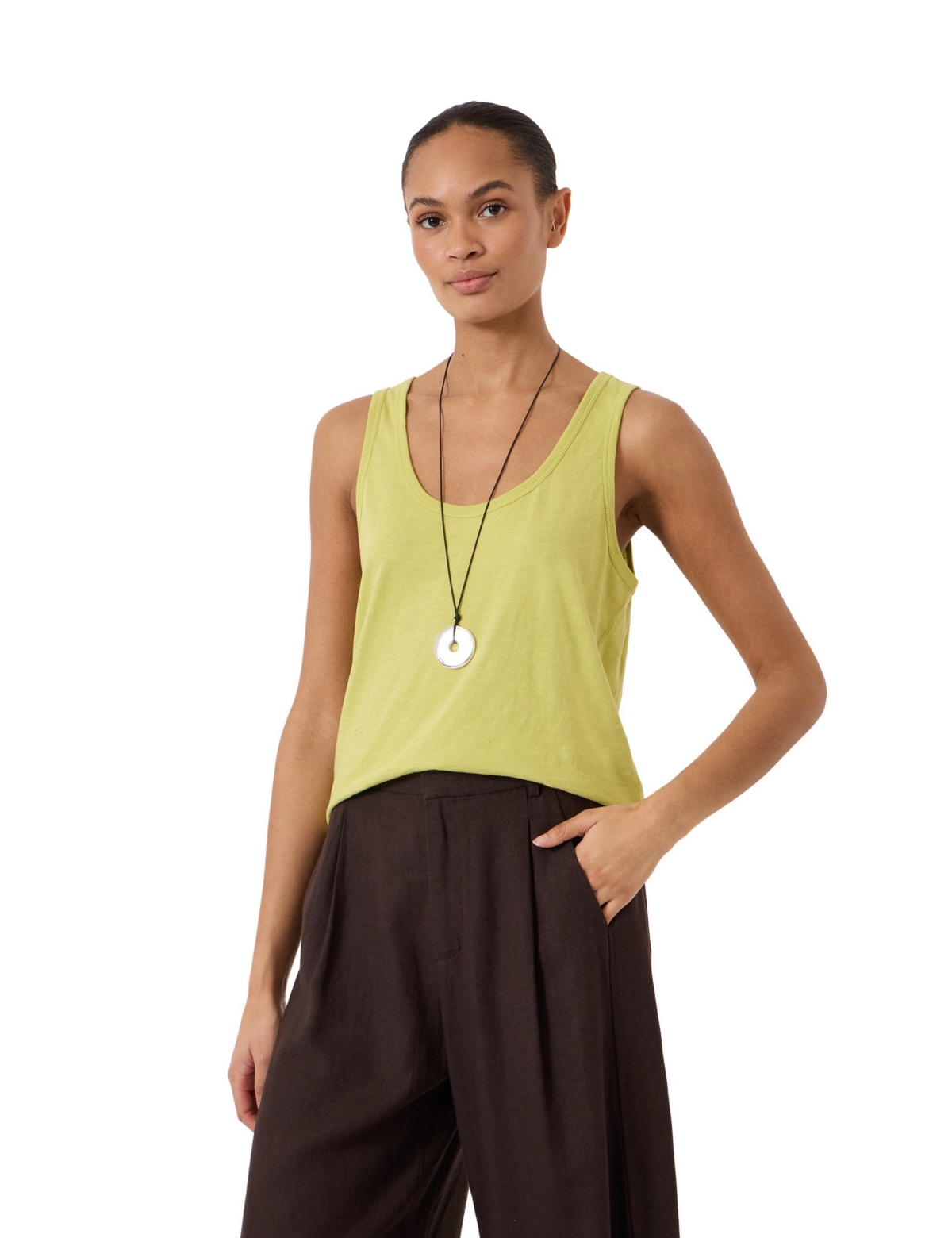 Hush Women's Scoop Neck Tank Top - Soft lime green