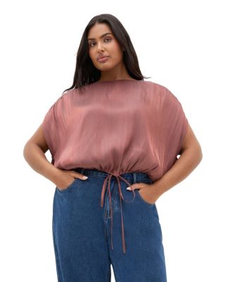 Plus Size Camilla Drawstring Hem Detail Gathered Shoulder Detail Top