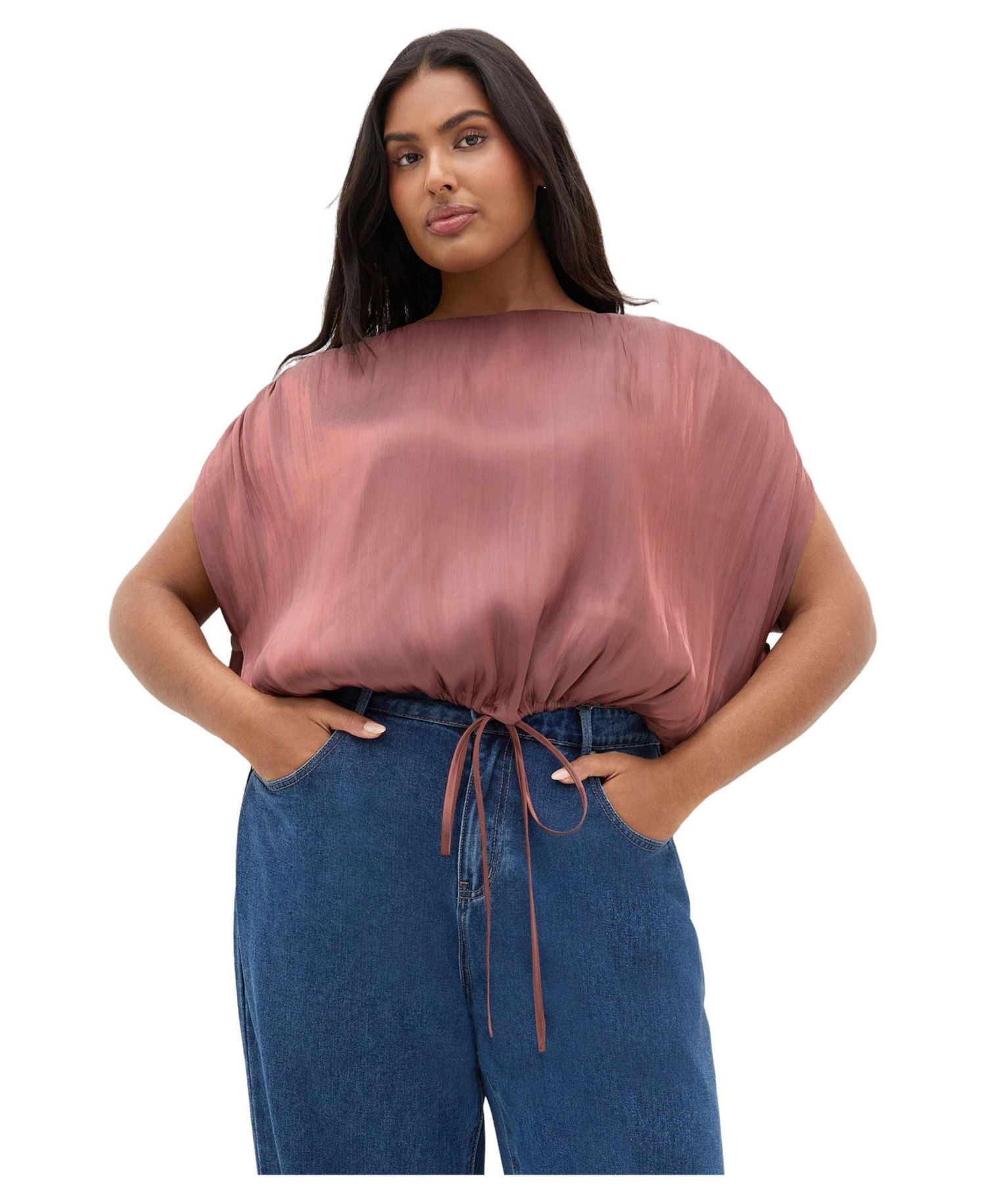 Plus Size Camilla Drawstring Hem Detail Gathered Shoulder Detail Top