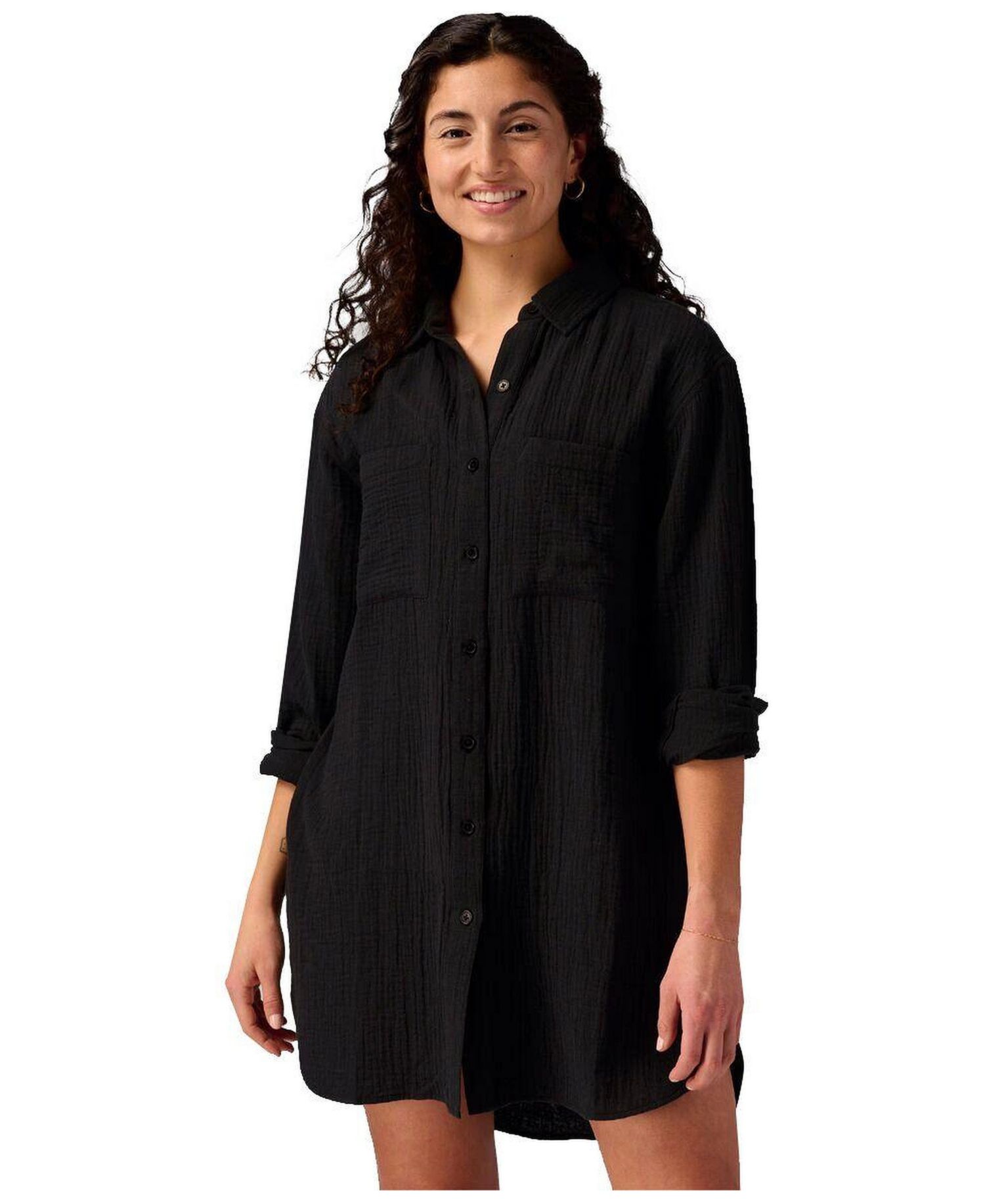 Women's Cotton Gauze Long-Sleeve Button-Up Shirt