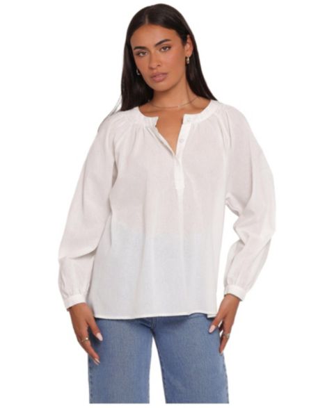 Женская рубашка Petal and Pup Irisa Front Button-Down Long Sleeve Cotton, цвет: Белый