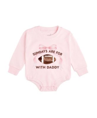 Baby Girls Sundays Are For Football Long Sleeve Romper