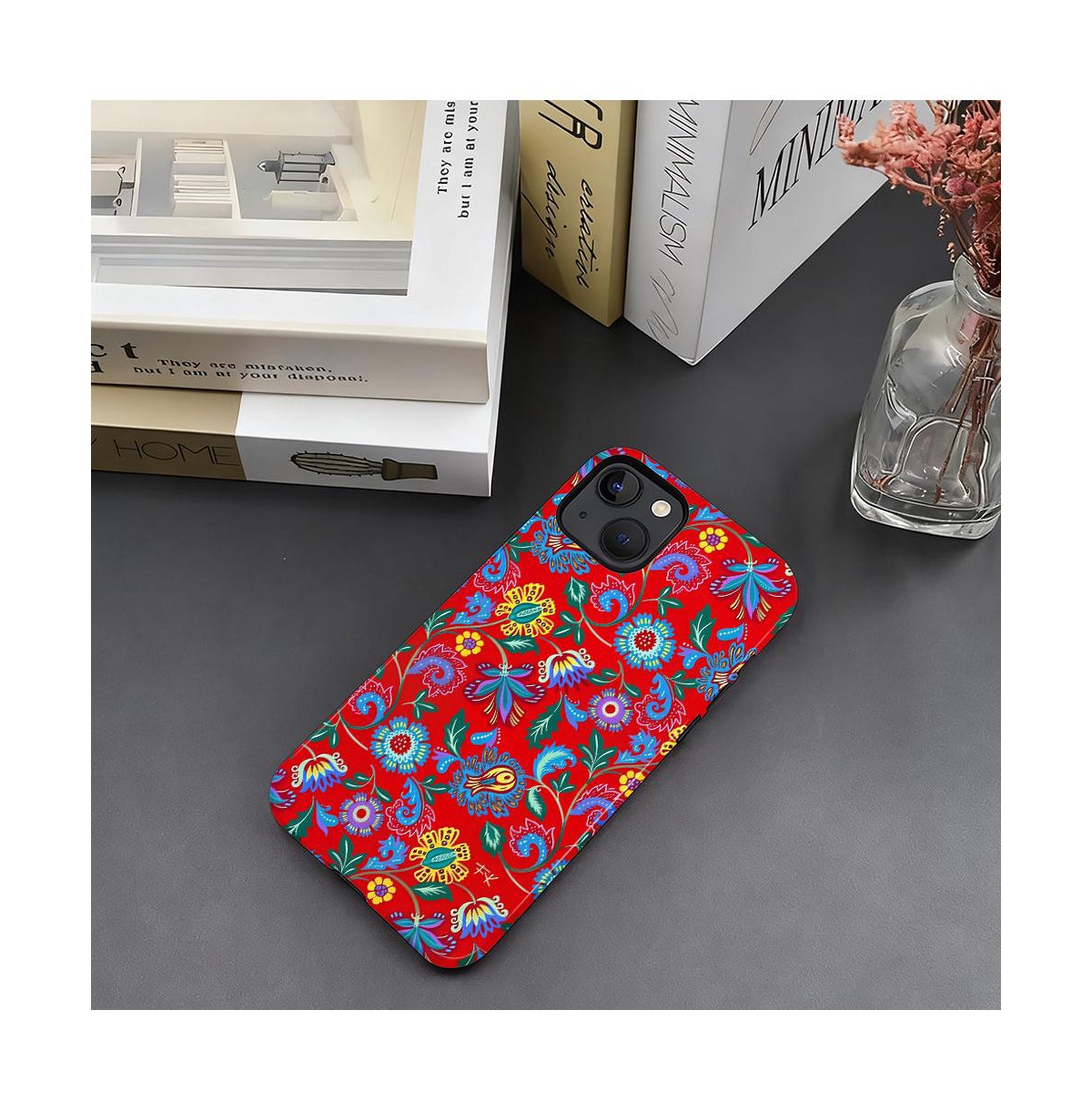 Lisen 2-Layer Durable Phone Case Compatible with Apple iPhone 16 Folk Bloom
