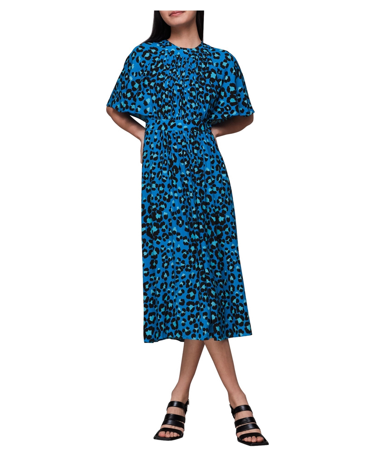Whistles Women's Painted Leopard Amelia Short-Sleeve Midi Dress