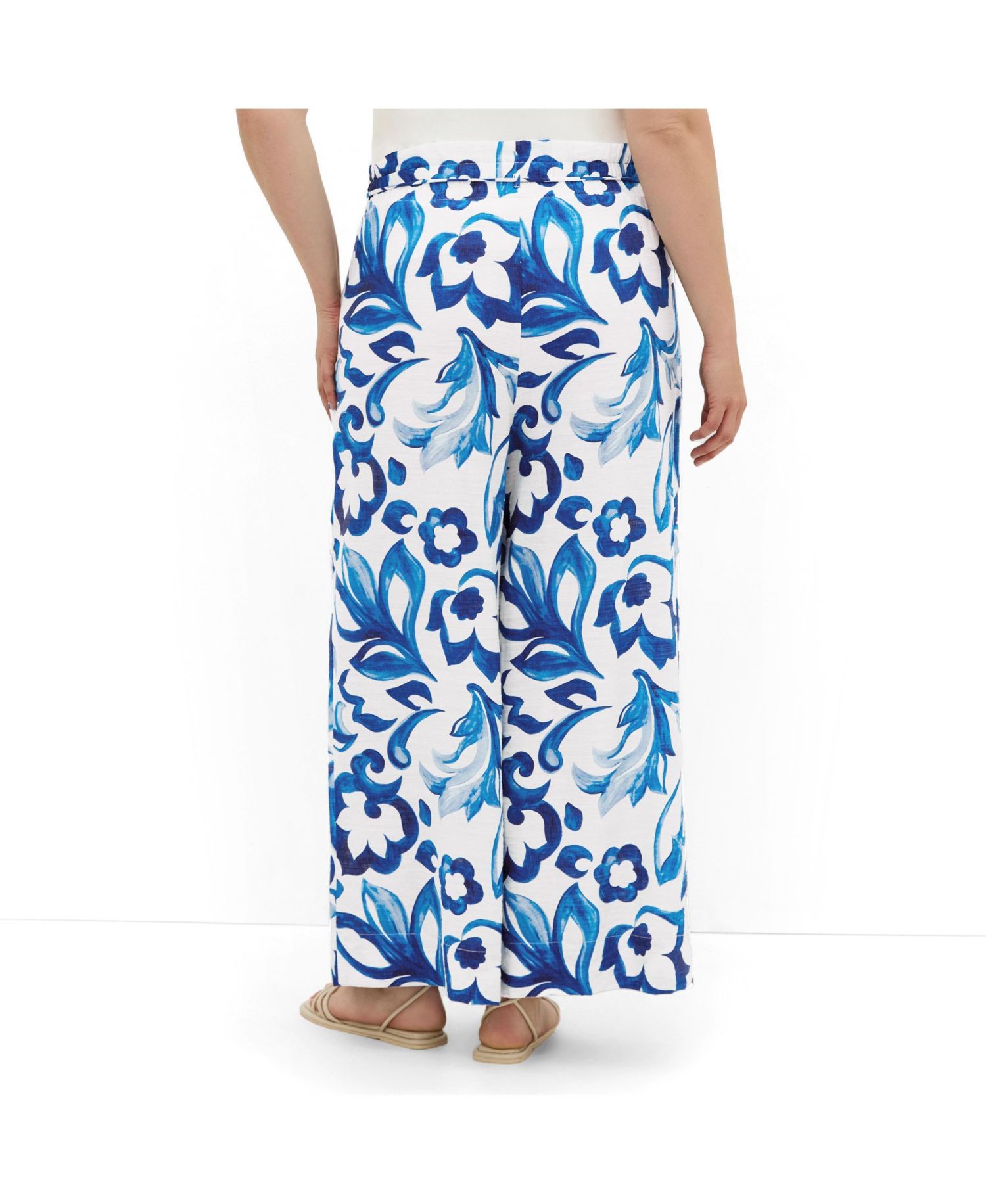 Plus Size Resort Print High-Rise Wide-Leg Pants