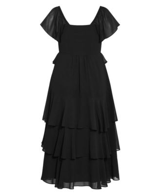 macy's black ruffle dress Women's Maxi Dresses Ball gown