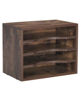 Desktop File Organizer Adjustable Shelves Wooden Paper Tray Sorter